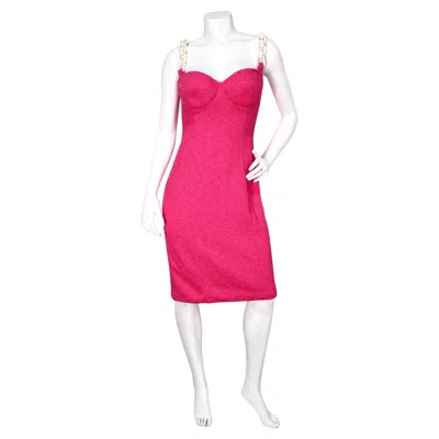Pre-owned Moschino Cheap And Chic Moschino Barbie Pink Bustier Dress With White Chunky Chain Straps