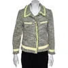 Moschino Cheap And Chic Multicolor Tweed Button Front Jacket In Green