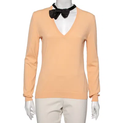Moschino Cheap And Chic Orange Knit V Neck Long Sleeve Sweater In Multi