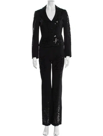Pre-owned Moschino Cheap And Chic Patterned Sequin Embellishments Pantsuit In Black