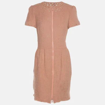 Pre-owned Moschino Cheap And Chic Peach Wool Blend Mini Dress M In Pink