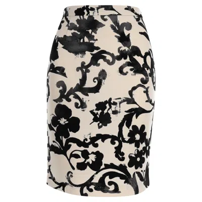 Moschino Cheap And Chic Pencil Knee Lenght Skirt In Multicolor Polyester In Black