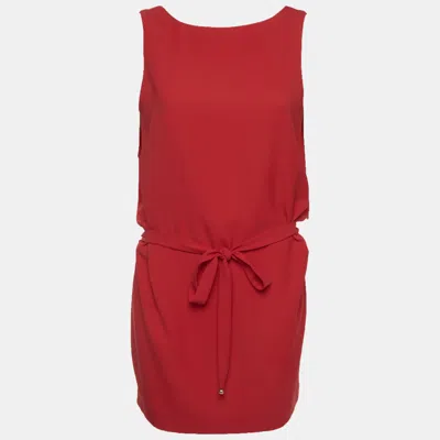 Pre-owned Moschino Cheap And Chic Pink Stretch Crepe Belted Mini Dress M