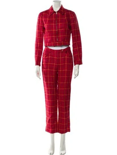 Pre-owned Moschino Cheap And Chic Plaid Print Pantsuit In Red
