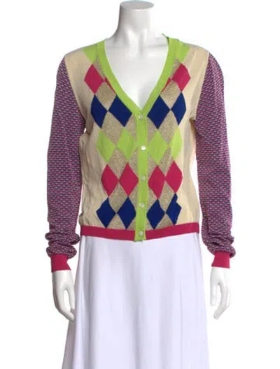 Pre-owned Moschino Cheap And Chic Plaid Print V-neck Sweater In Multi