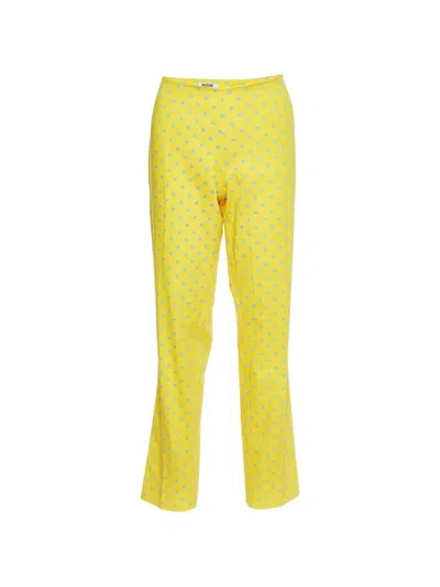 Pre-owned Moschino Cheap & Chic Polka-dot Trousers In Yellow