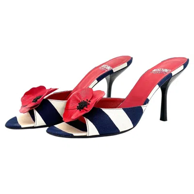 Pre-owned Moschino Cheap And Chic Poppy Flower Slip On Heeled Mules Sandals 37.5 In Pink