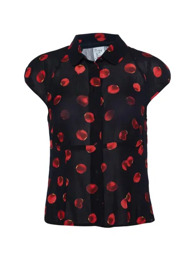 Pre-owned Moschino Cheap & Chic Printed Crepe Top In Black