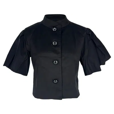 Pre-owned Moschino Cheap And Chic Puffed Sleeve Blouse In Black Cotton