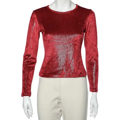 Moschino Cheap And Chic Red Stretch Velvet Glitter Detail T-shirt
