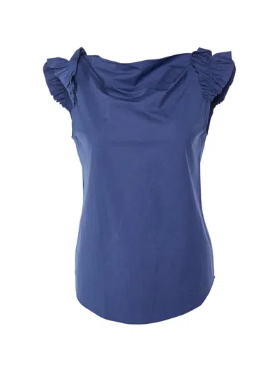 Pre-owned Moschino Cheap & Chic Ruffle-sleeve Blouse In Blue