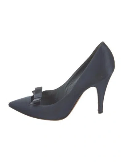 Pre-owned Moschino Cheap And Chic Satin Bow Accents Pumps In Blue