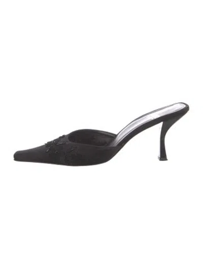 Pre-owned Moschino Cheap And Chic Satin Patterned Mules In Black