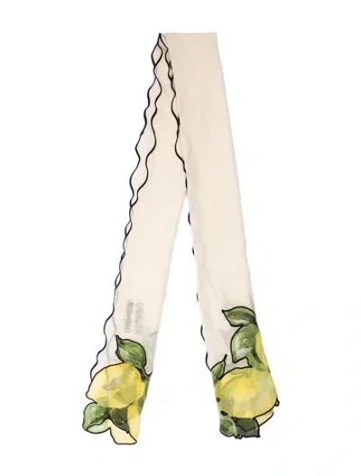 Pre-owned Moschino Cheap And Chic Silk Floral Print Scarf In Green/neutrals