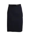 Moschino Cheap And Chic Skirt With Belt In Navy Blue Virgin Wool In Blue