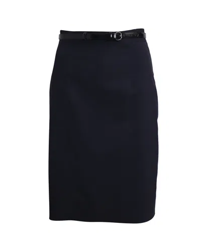 Moschino Cheap And Chic Skirt With Belt In Navy Blue Virgin Wool
