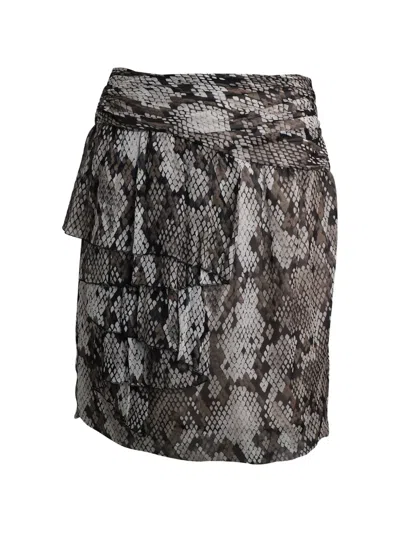 Pre-owned Moschino Cheap & Chic Snake-print Wrap Skirt In Gray