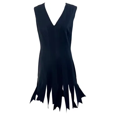 Pre-owned Moschino Cheap And Chic Moschino Cheap & Chic Spring 1993 Carwash Hem Size 6 / 8 Black Vintage 90s Dress