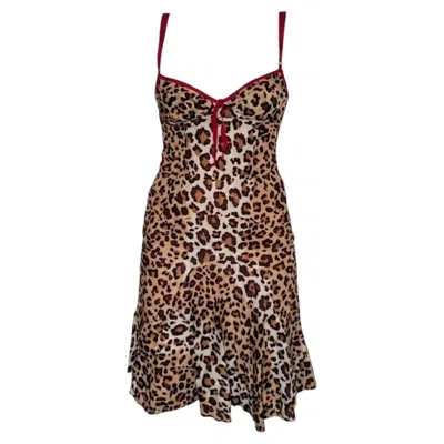 Pre-owned Moschino Cheap And Chic Moschino Cheap & Chic Spring/summer 2006 Leopard Print Bustier Dress � Red Trim
