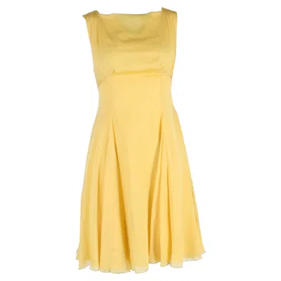 Moschino Cheap And Chic Square Neck Midi Dress In Yellow Silk