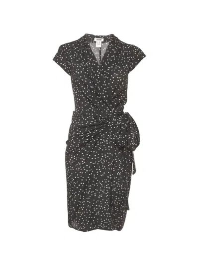 Pre-owned Moschino Cheap & Chic Star-print Wrap Dress In Black