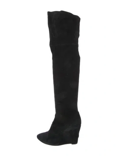 Pre-owned Moschino Cheap And Chic Suede Slouch Boots In Black
