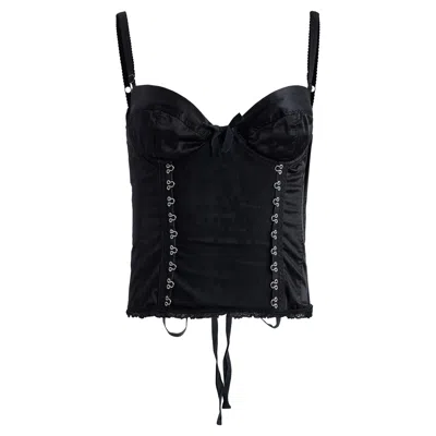Pre-owned Moschino Cheap And Chic Vintage 1990's Moschino Black Satin Corset Top