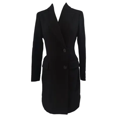 Pre-owned Moschino Cheap And Chic Vintage Black Wool Coat Size 42, 1990s