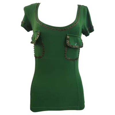 Pre-owned Moschino Cheap And Chic Vintage Green Beaded T-shirt Size 42 Unisex