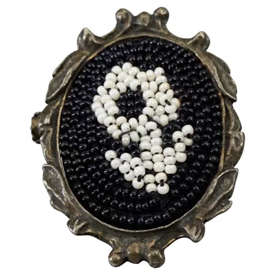 Pre-owned Moschino Cheap And Chic Vintage Moschino Antique Framed Flower Beaded Novelty Brooch In Multi