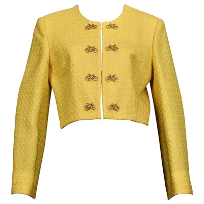 Pre-owned Moschino Cheap And Chic Vintage  Bicycle Buttons Novelty Cropped Jacket In Yellow