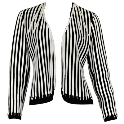 Pre-owned Moschino Cheap And Chic Vintage  Black And White Shoestring Novelty Blazer Jacket