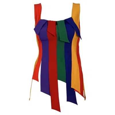 Pre-owned Moschino Cheap And Chic Vintage  Carwash Rainbow Fringe Tank Top In Red