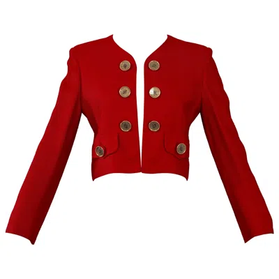 Pre-owned Moschino Cheap And Chic Vintage  Compass Buttons Red Novelty Cropped Jacket