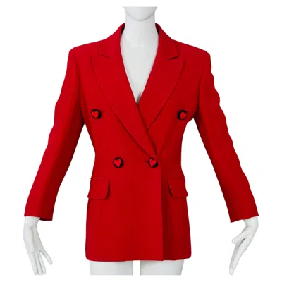 Pre-owned Moschino Cheap And Chic Vintage  Heart Novelty Button Red Jacket