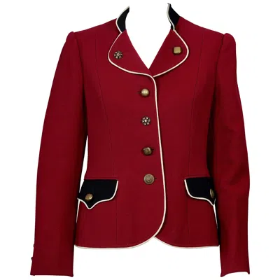 Pre-owned Moschino Cheap And Chic Vintage  Jeweled Buttons Cavalier Military Jacket In Red