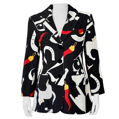 Pre-owned Moschino Cheap And Chic Vintage  Lucky 13 Horseshoe Chili Jacket In Black