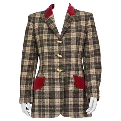 Pre-owned Moschino Cheap And Chic Vintage  Peanut Button Tartan Blazer Jacket In Brown