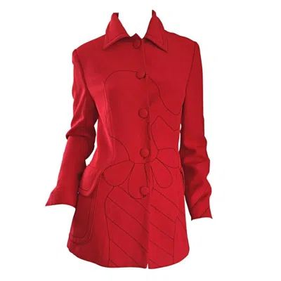 Pre-owned Moschino Cheap And Chic Vintage Moschino Cheap & Chic Red ' Olive Oyl ' " Ciao " 1990s Blazer Jacket