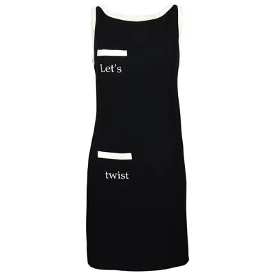 Pre-owned Moschino Cheap And Chic Vintage Moschino "let's Twist Again!" Monochrome Dress In Black