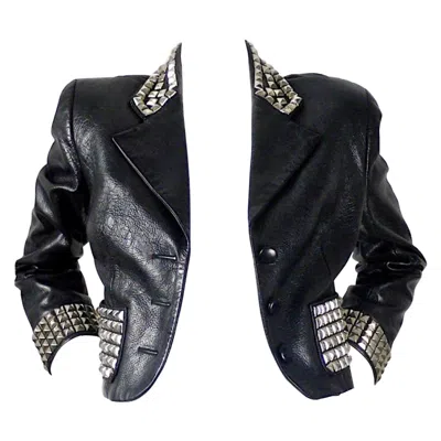 Pre-owned Moschino Cheap And Chic Vintage Moschino Metal Studded Leather Cropped Jacket In Black