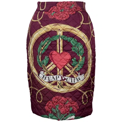 Pre-owned Moschino Cheap And Chic Vintage Moschino Peace And Love Nautical Print Quilted Skirt In Black