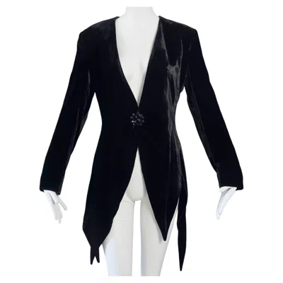 Pre-owned Moschino Cheap And Chic Vintage Moschino "which Witch" Black Velvet Blazer Jacket