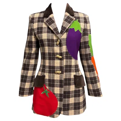 Pre-owned Moschino Cheap And Chic Moschino Cheap & Chic Vintage Vegetable Jacket As Seen On The Nanny In Black