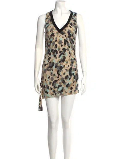 Pre-owned Moschino Cheap And Chic Virgin Wool Mini Dress In Brown
