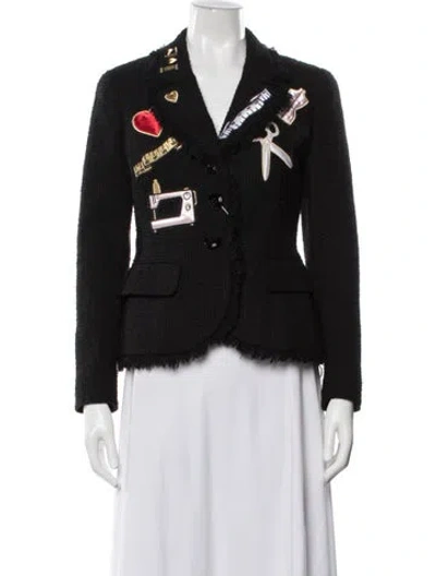 Pre-owned Moschino Cheap And Chic Virgin Wool Patterned Blazer In Black