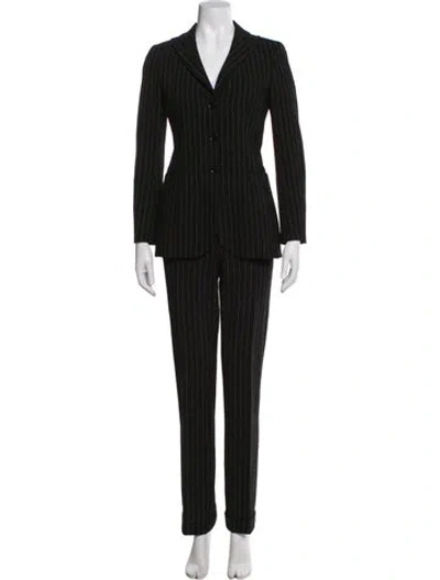 Pre-owned Moschino Cheap And Chic Virgin Wool Striped Pantsuit In Black