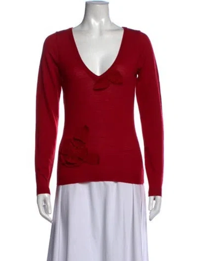 Pre-owned Moschino Cheap And Chic Virgin Wool V-neck Sweater In Red