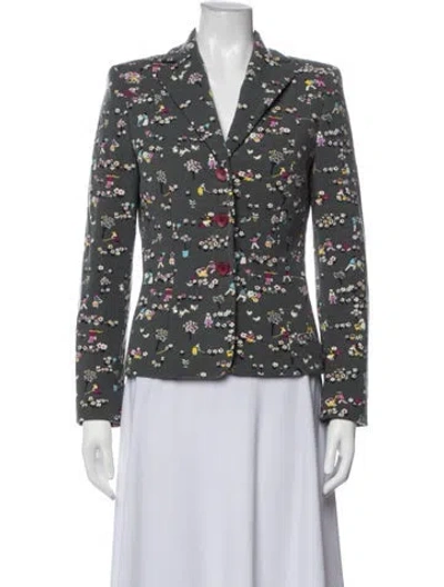 Pre-owned Moschino Cheap And Chic Wool Floral Print Blazer In Grey