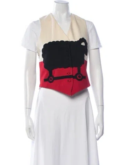 Pre-owned Moschino Cheap And Chic Wool Graphic Print Vest In Neutrals